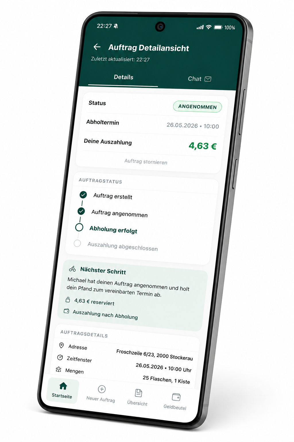 PFANDIGO App Detail-Ansicht