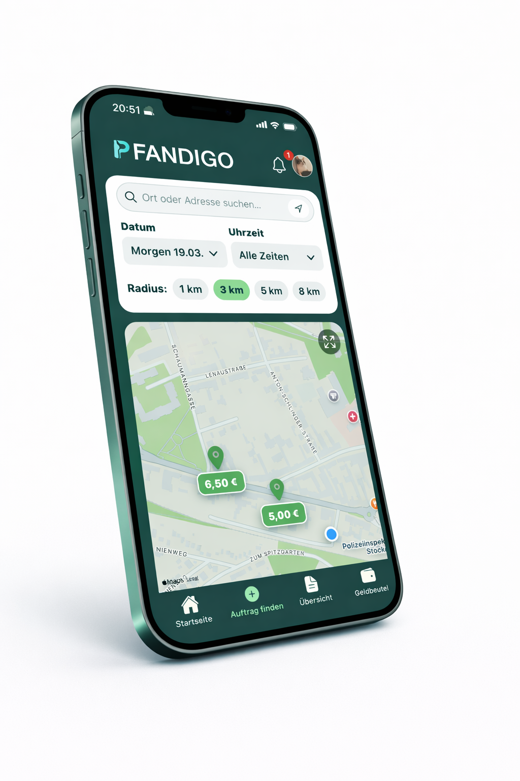 PFANDIGO App Karten-Ansicht